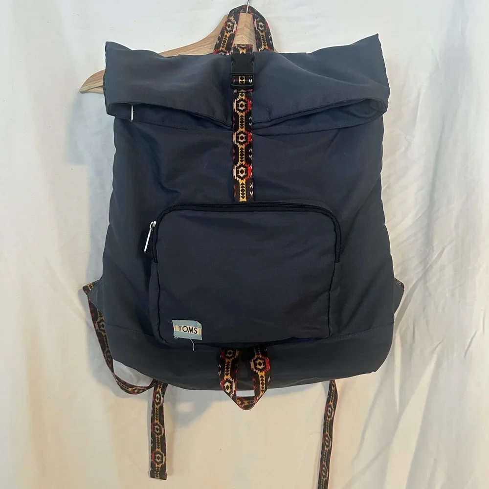 TOMS Dark Blue Backpack with Patterned Strap - Picture 2 of 3